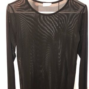 Sheer Mesh Long Sleeve Top - L